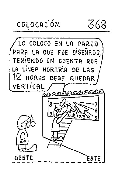 Colocación 02 del reloj vertical declinante a poniente